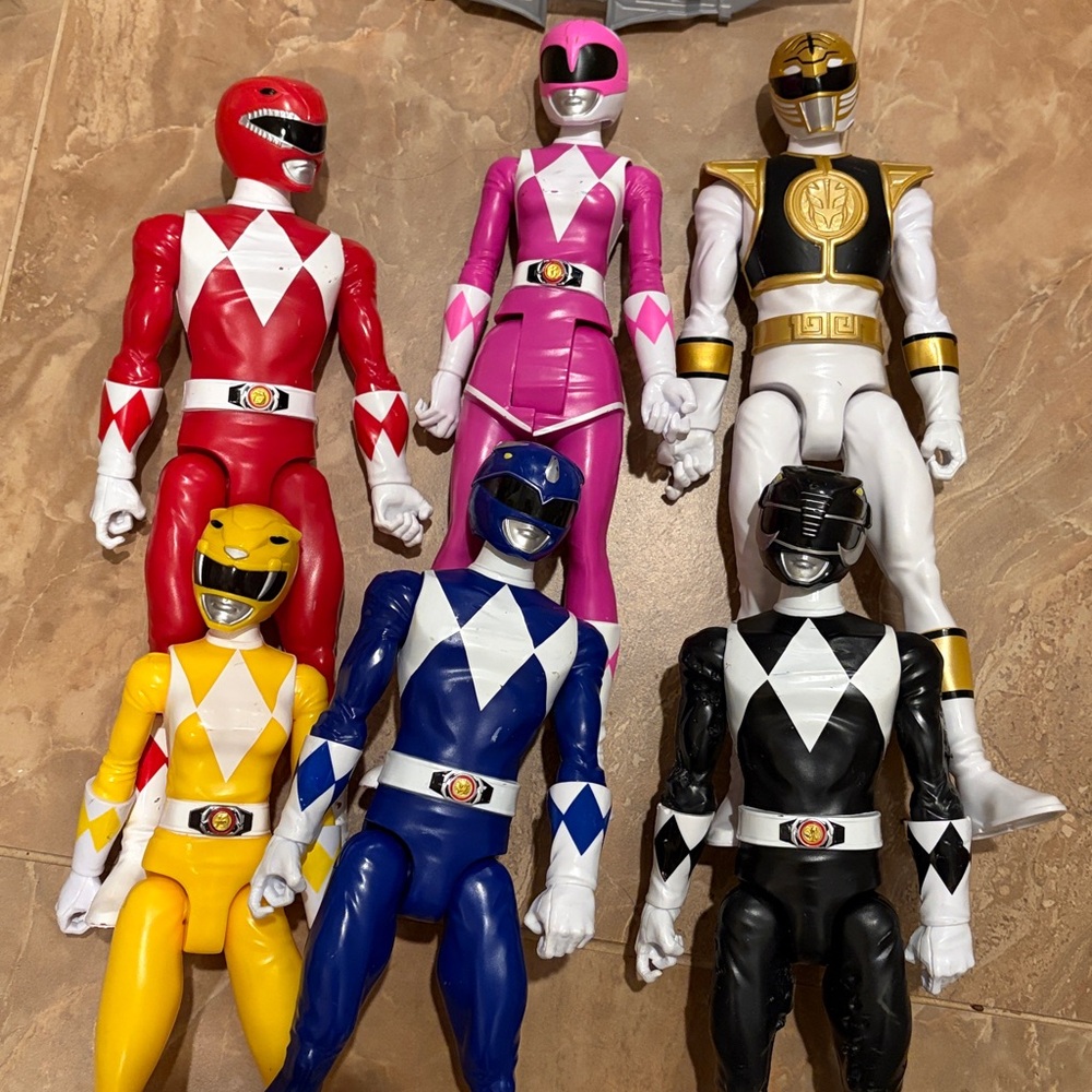 Mighty Morphin Power Rangers Toy Set 12inch Figures- lot of 6